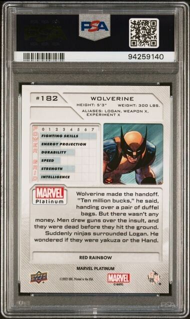 Wolverine #182 Red Rainbow PSA 9 Upper Deck 2023 Marvel Platinum