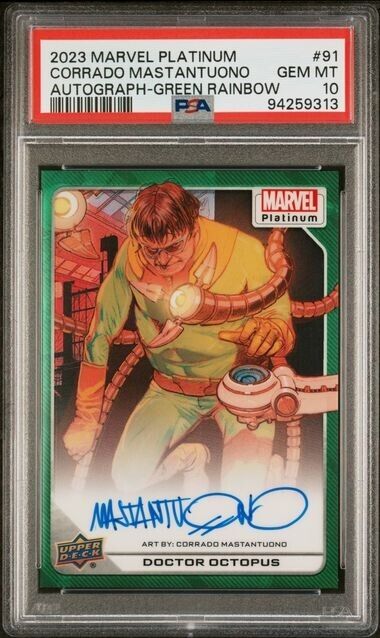 Doctor Octopus #91 Artist Auto Green Rainbow OMEGA /10 PSA 10 UD Marvel Platinum