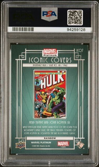 Incredible Hulk 181 Iconic Covers IC07 Rainbow PSA 9 2023 UD Marvel Platinum