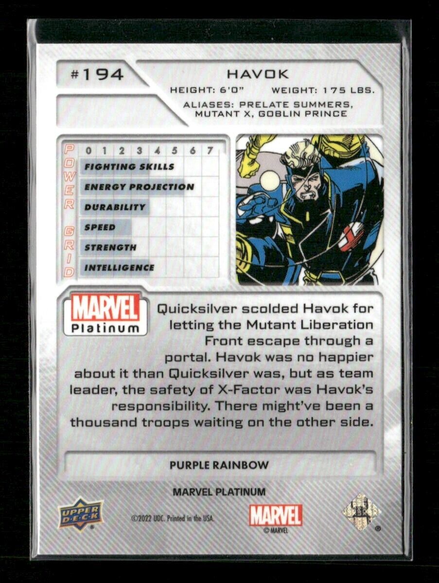 2023 Upper Deck Marvel Havok #194 Platinum Purple Rainbow