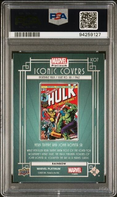 Incredible Hulk 181 Iconic Covers IC07 Rainbow PSA 8 2023 UD Marvel Platinum