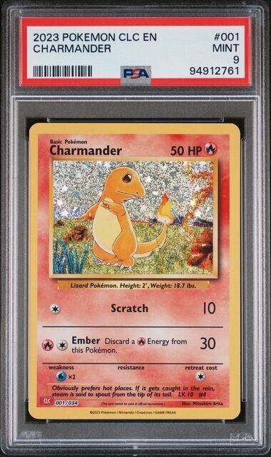 Charmander Holo #001 PSA 9 CLC TCG Classic Collection 2023 Pokemon Card