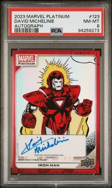 Iron Man #123 Creator Auto Red Rainbow PSA 8 Upper Deck 2023 Marvel Platinum