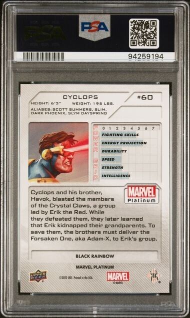 Cyclops #60 Black Rainbow PSA 10 Upper Deck 2023 Marvel Platinum