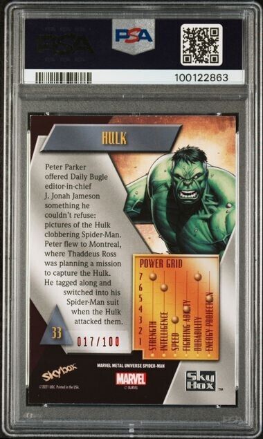 Hulk #33 PSA 6 Red Precious Metal Gems /100 PMG 2022 Marvel Metal Spider-Man