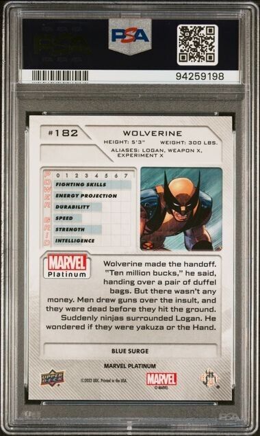 Wolverine # 182 Blue Surge PSA 10 Upper Deck 2023 Marvel Platinum