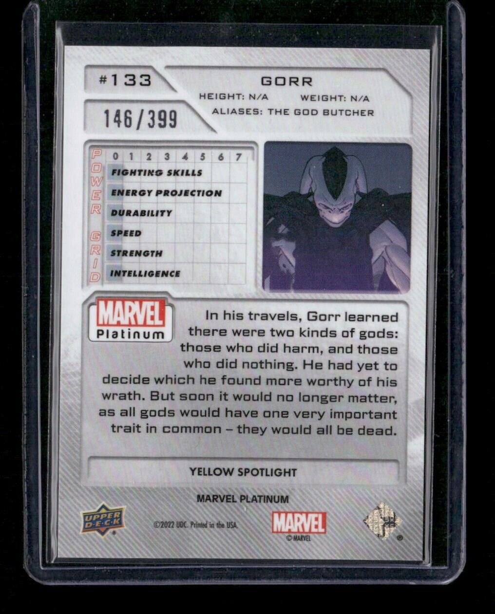 Gorr #133 Yellow Spotlight /399 Upper Deck 2023 Marvel Platinum