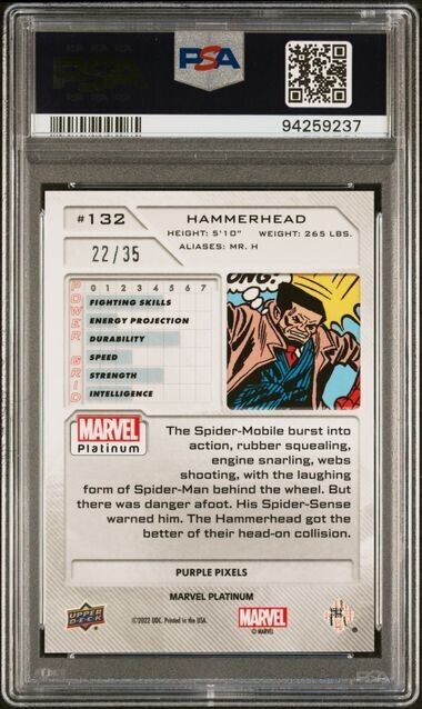 Hammerhead #132 Purple Pixels /35 PSA 9 Upper Deck 2023 Marvel Platinum