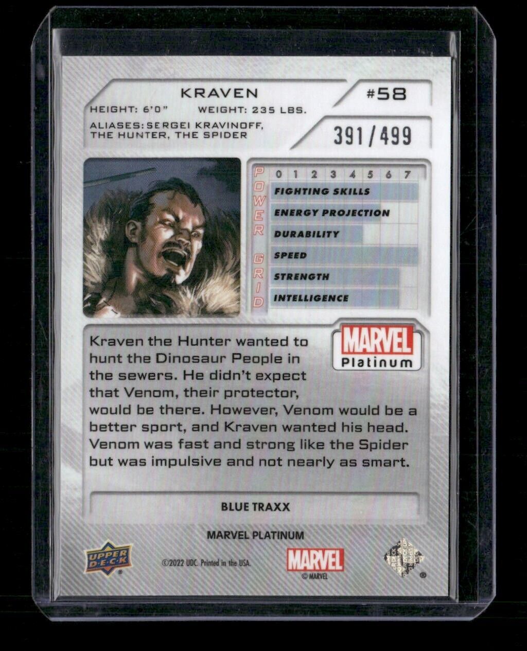 Kraven #58 Blue Traxx /499 Upper Deck 2023 Marvel Platinum