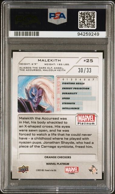 Malekith #25 Orange Checkers 30/33 PSA 9 Upper Deck 2023 Marvel Platinum