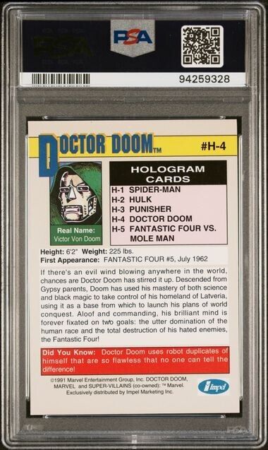 Doctor Doom #H-4 PSA 8 Hologram 1991 Impel Marvel Universe