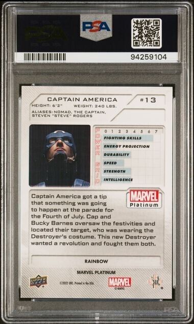 Captain America #13 Rainbow PSA 8 Upper Deck 2023 Marvel Platinum