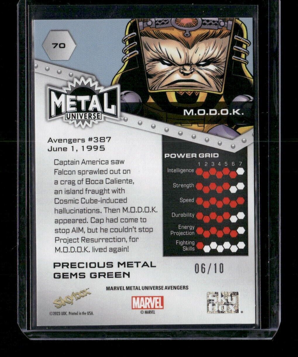 Modok #70 Green PMG Gems /10 2024 Upper Deck Marvel Metal Avengers