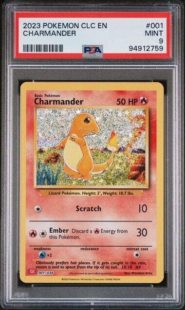 Charmander Holo #001 PSA 9 CLC TCG Classic Collection 2023 Pokemon Card