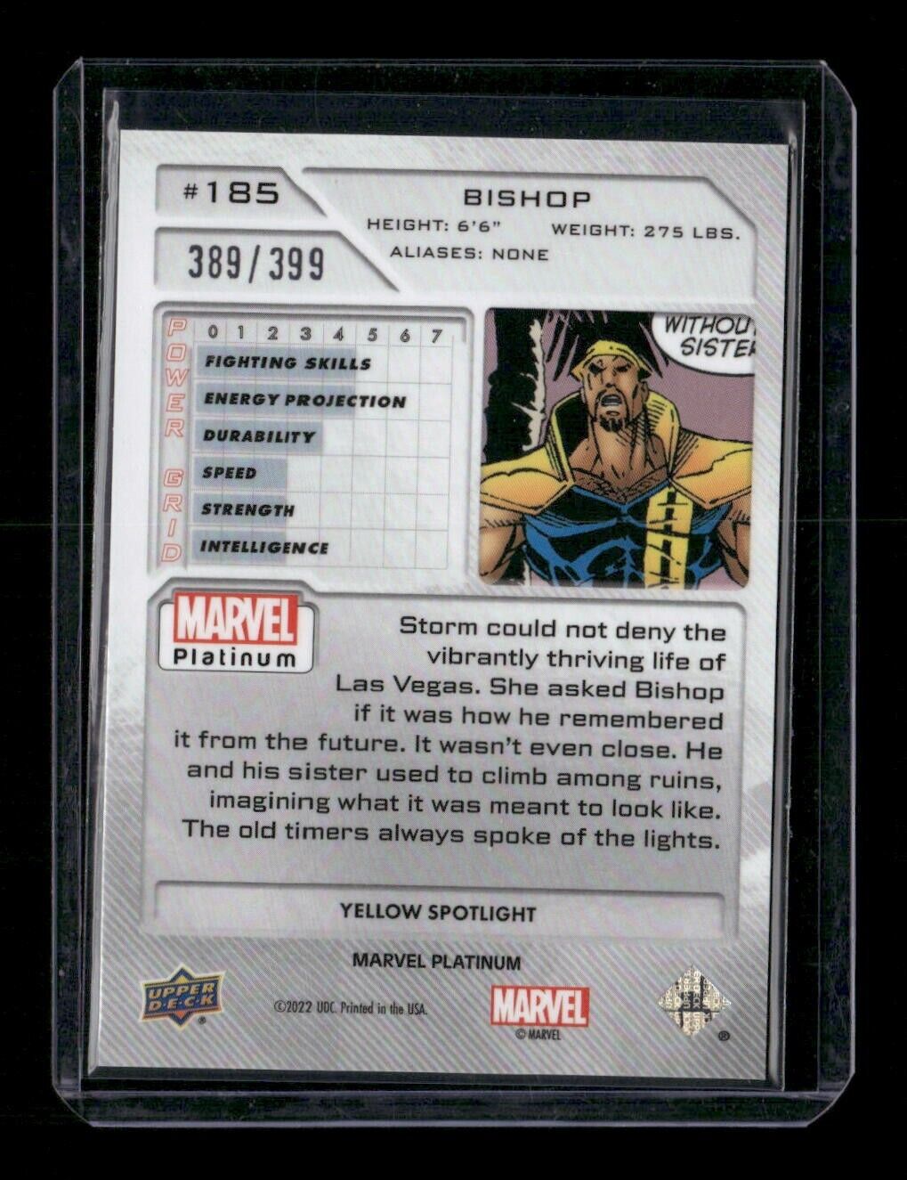 Bishop #185 Yellow Spotlight /399 Upper Deck 2023 Marvel Platinum