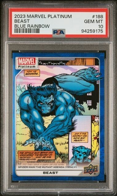 Beast #188 Blue Rainbow PSA 10 Upper Deck 2023 Marvel Platinum