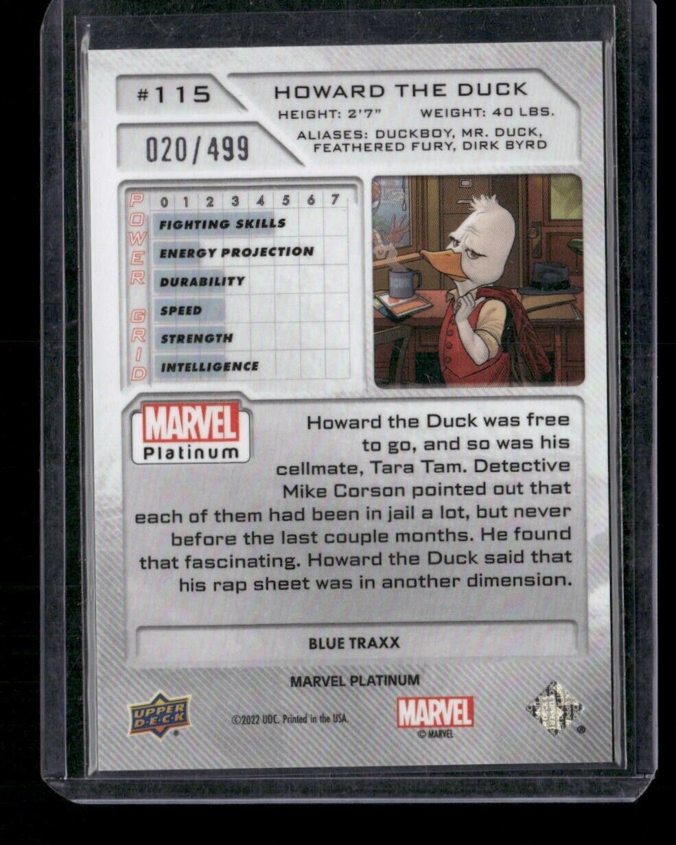 Howard The Duck #115 Blue Traxx /499 Upper Deck 2023 Marvel Platinum
