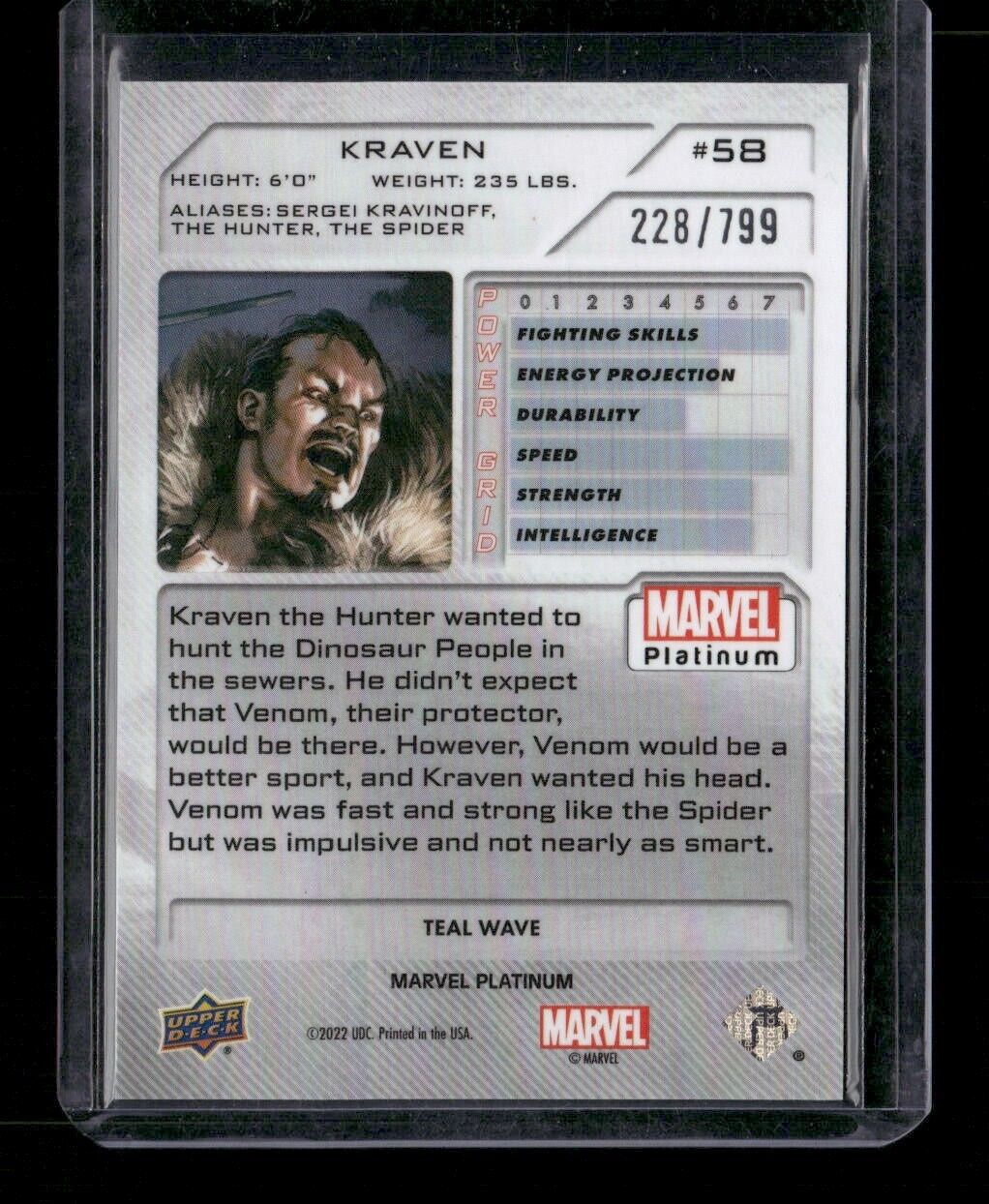 Kraven #58 Teal Wave 228/799 Upper Deck 2023 Marvel Platinum