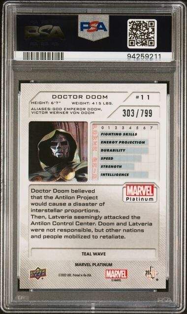 Doctor Doom #11 Teal Wave /799 PSA 9 Upper Deck 2023 Marvel Platinum