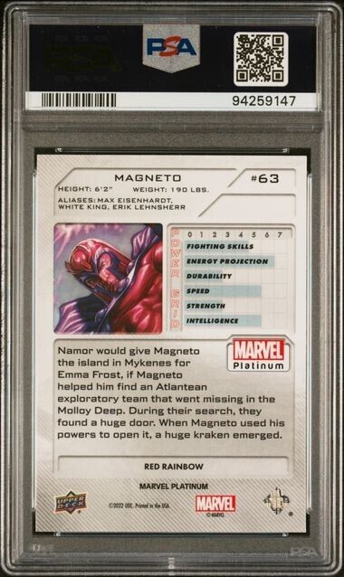 Magneto #63 Red Rainbow PSA 8 Upper Deck 2023 Marvel Platinum