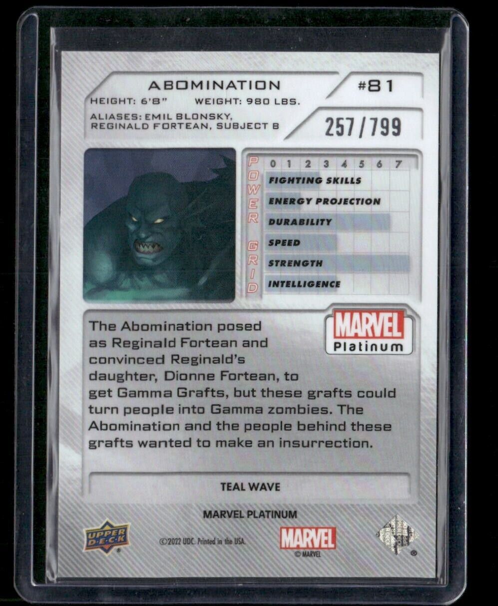 Abomination #81 Teal Wave /799 Upper Deck 2023 Marvel Platinum