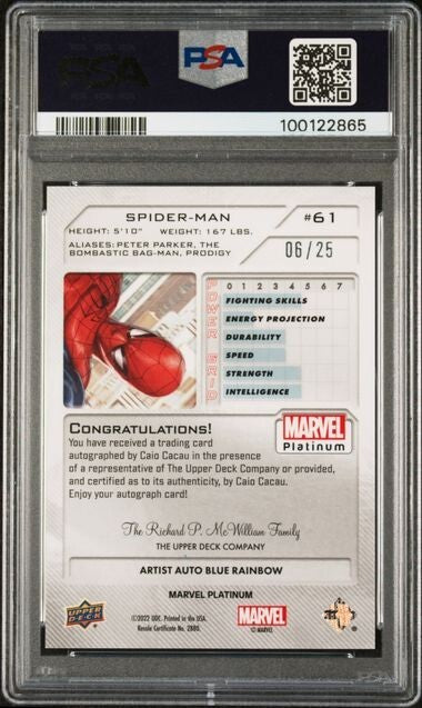 Spider-man #61 Artist Auto Blue Rainbow /25 PSA 9 UD 2023 Marvel Platinum