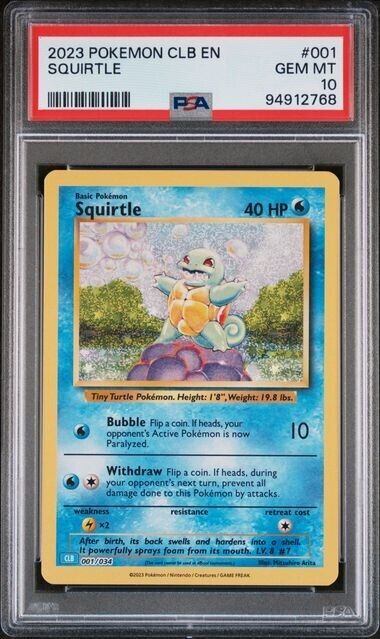 Squirtle Holo #001 PSA 10 CLB TCG Classic Collection 2023 Pokemon Card