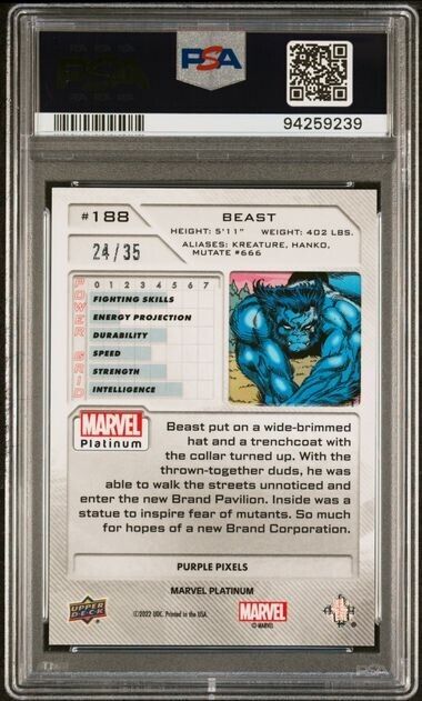 Beast #188Purple Pixels /35 PSA 10 Upper Deck 2023 Marvel Platinum