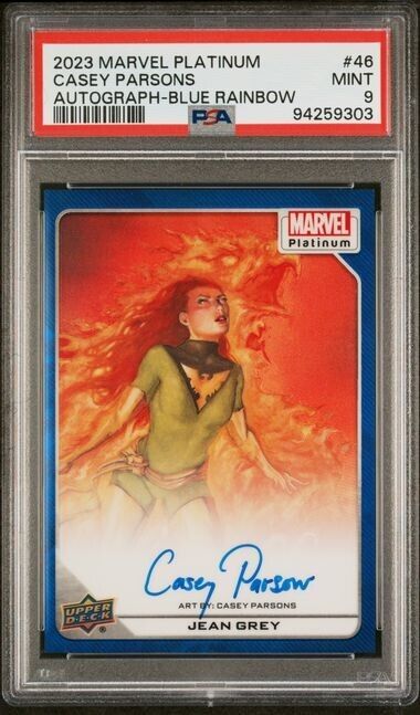 Jean Grey #46 Artist Auto Blue Rainbow /25 PSA 9 Upper Deck 2023 Marvel Platinum