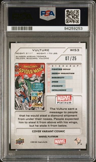 Vulture WI53 Cosmic Cover Variant /25 PSA 10 Upper Deck 2023 Marvel Platinum