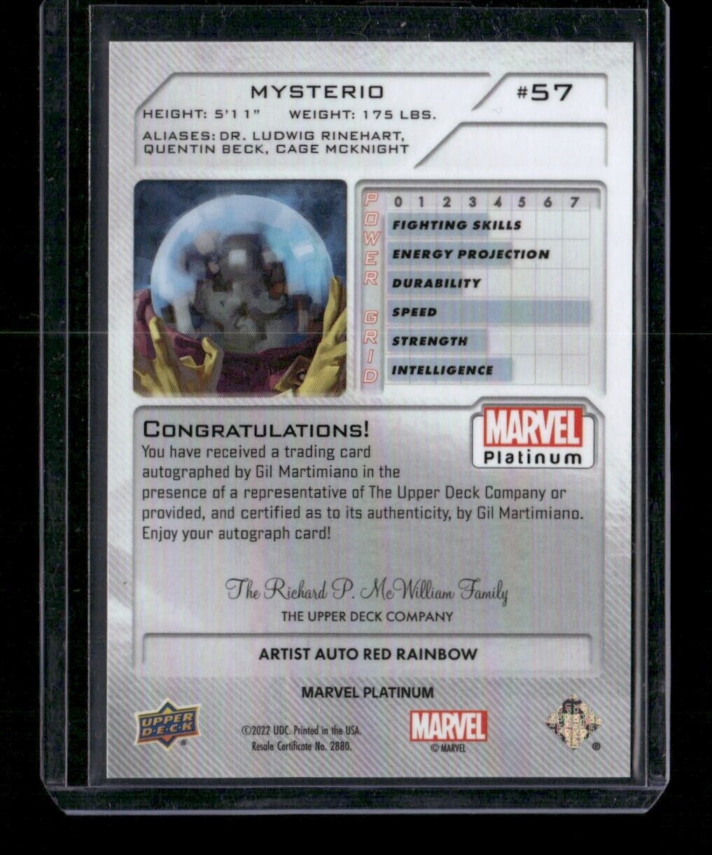 Mysterio #57 Artist Auto Red Rainbow Upper Deck 2023 Marvel Platinum