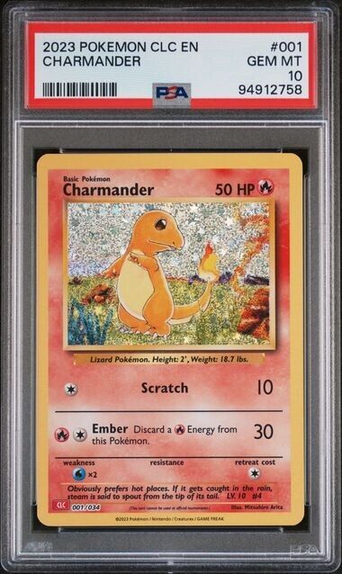 Charmander Holo #001 PSA 10 CLC TCG Classic Collection 2023 Pokemon Card