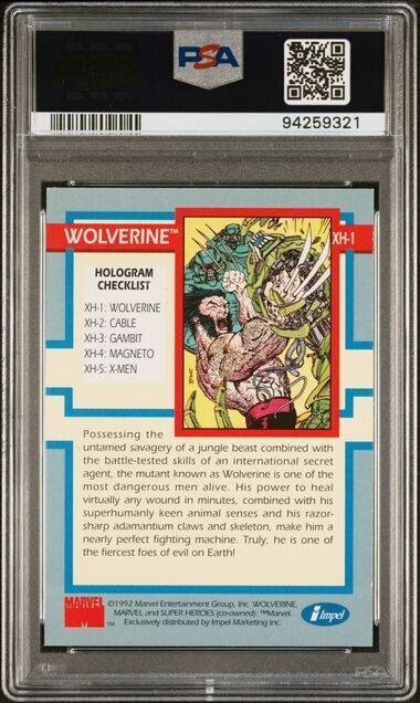 Wolverine #XH-1 PSA 8 Series 1 Hologram 1992 Impel Marvel Universe X-Men