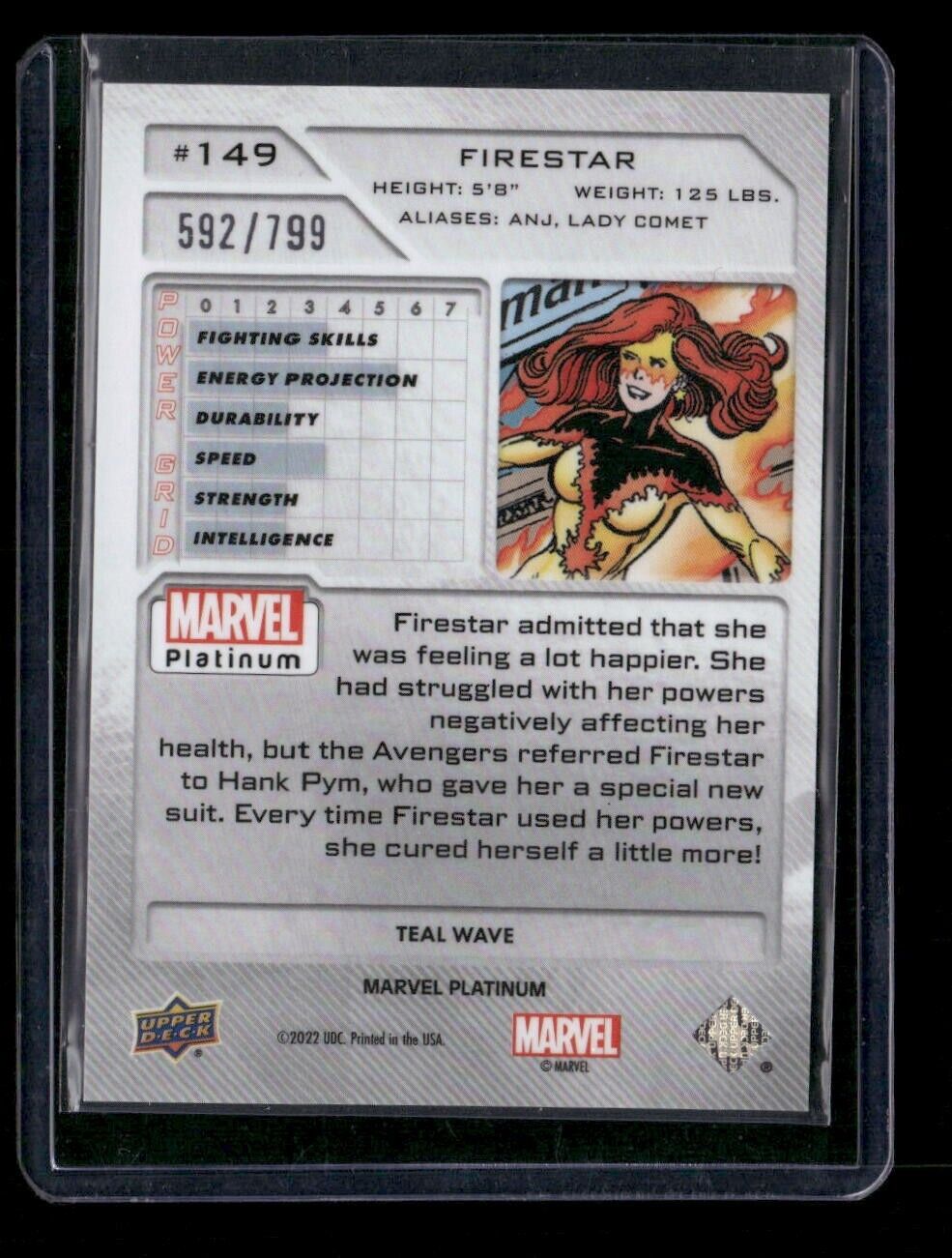 Firestar #149 Teal Wave 592/799 Upper Deck 2023 Marvel Platinum Card