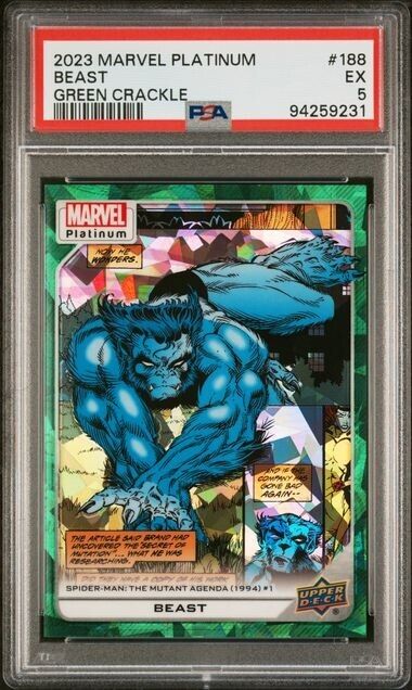 Beast #188 Green Crackle /99 PSA 5 Upper Deck 2023 Marvel Platinum