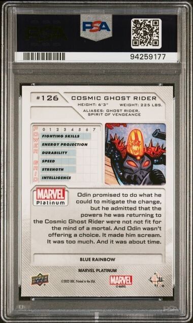 Cosmic Ghost Rider #126 Blue Rainbow PSA 8 Upper Deck 2023 Marvel Platinum