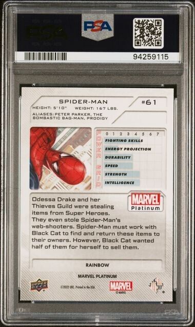 Spider-Man #61 Rainbow PSA 10 Upper Deck 2023 Marvel Platinum