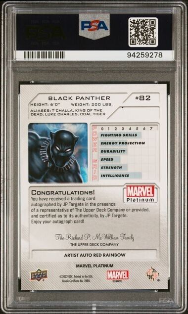 Black Panther #82 Artist Auto Red Rainbow PSA 9 Upper Deck 2023 Marvel Platinum