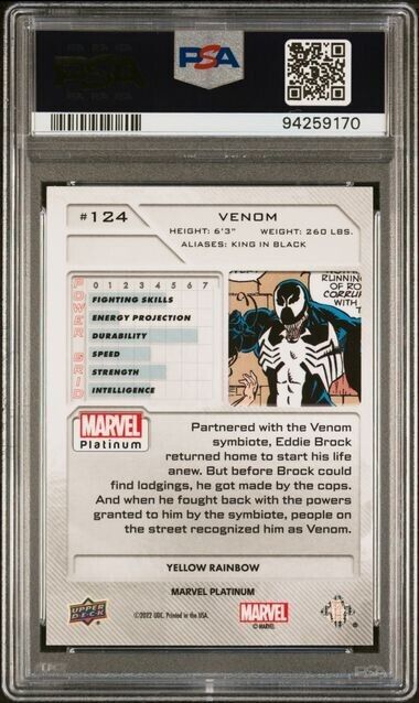 Venom #124 Yellow Rainbow PSA 9 Upper Deck 2023 Marvel Platinum