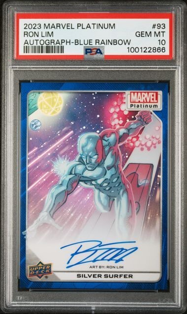 Silver Surfer #93 Artist Auto Blue Rainbow /25 PSA 10 UD 2023 Marvel Platinum