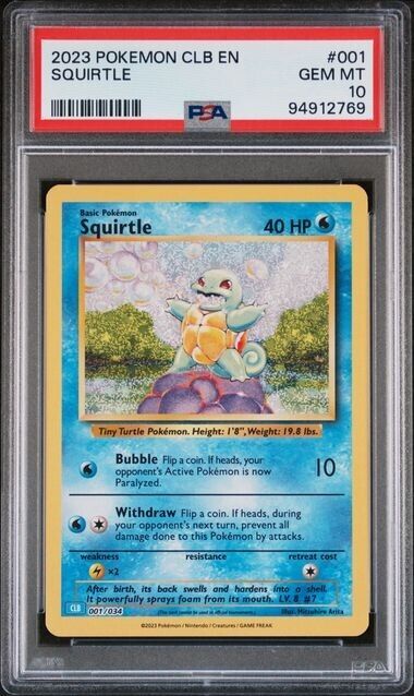 Squirtle Holo #001 PSA 10 CLB TCG Classic Collection 2023 Pokemon Card