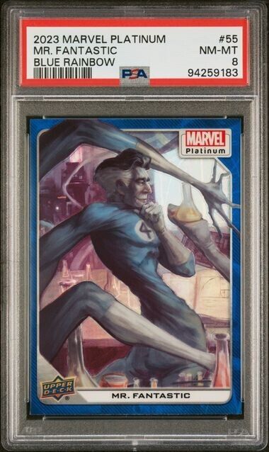 Mr. Fantastic #55 Blue Rainbow PSA 8 Upper Deck 2023 Marvel Platinum