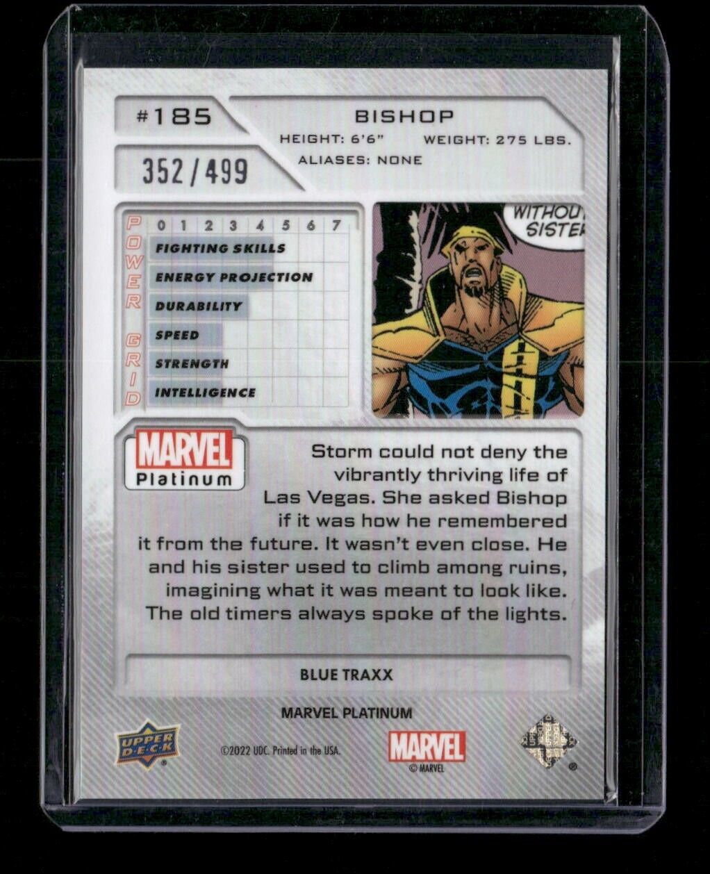 Bishop #185 Blue Traxx /499 Upper Deck 2023 Marvel Platinum