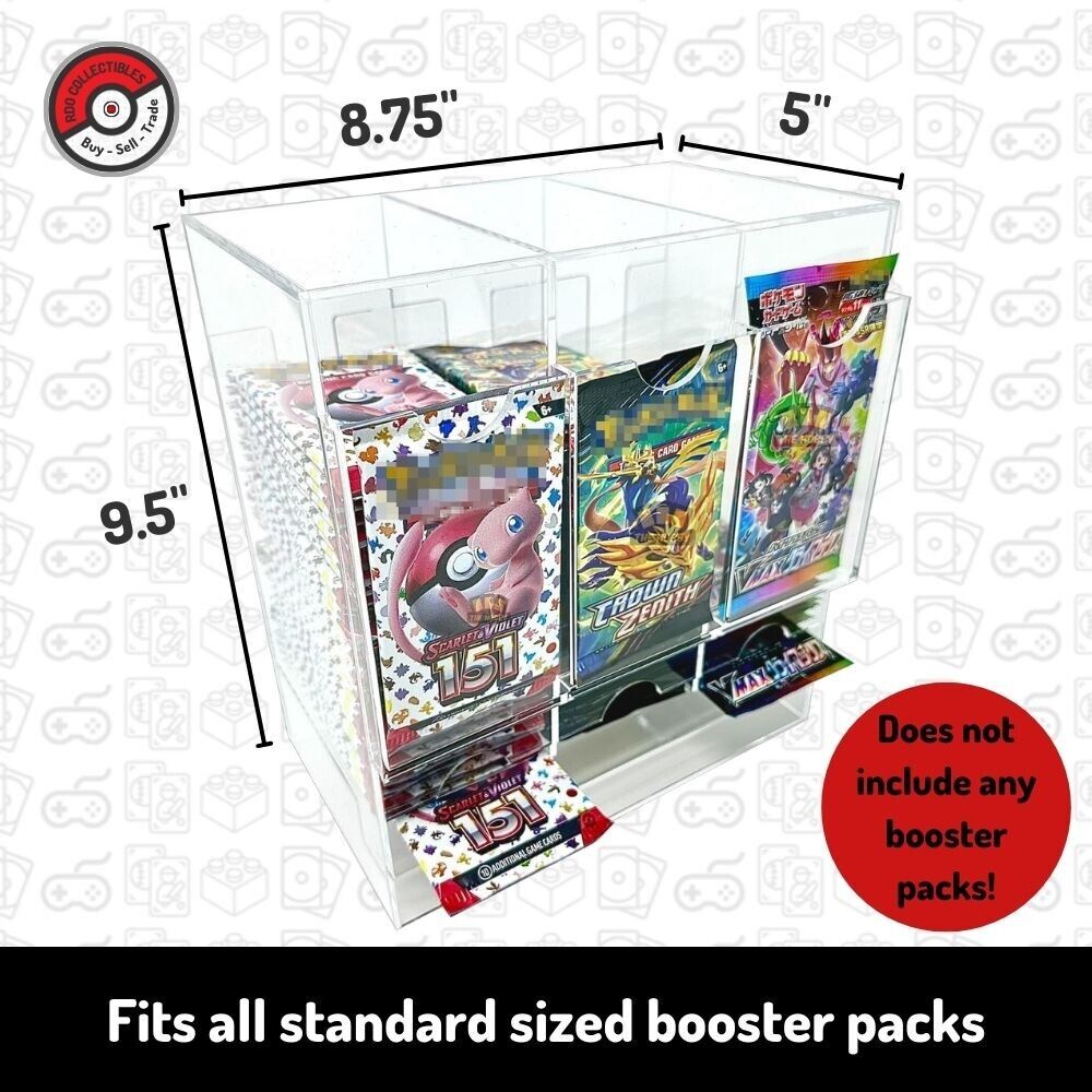 New Acrylic 3 Slot Booster Pack Dispenser Pokemon Magic Yugioh Lorcana One Piece