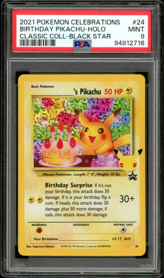 Birthday Pikachu Holo #24 PSA 9 Classic Collection 2021 Celebrations Pokemon