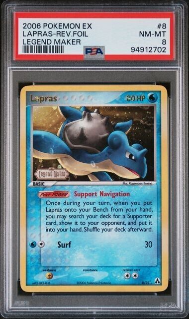 Lapras #8 PSA 8 Reverse Holo 2006 EX Legend Maker Pokemon Card