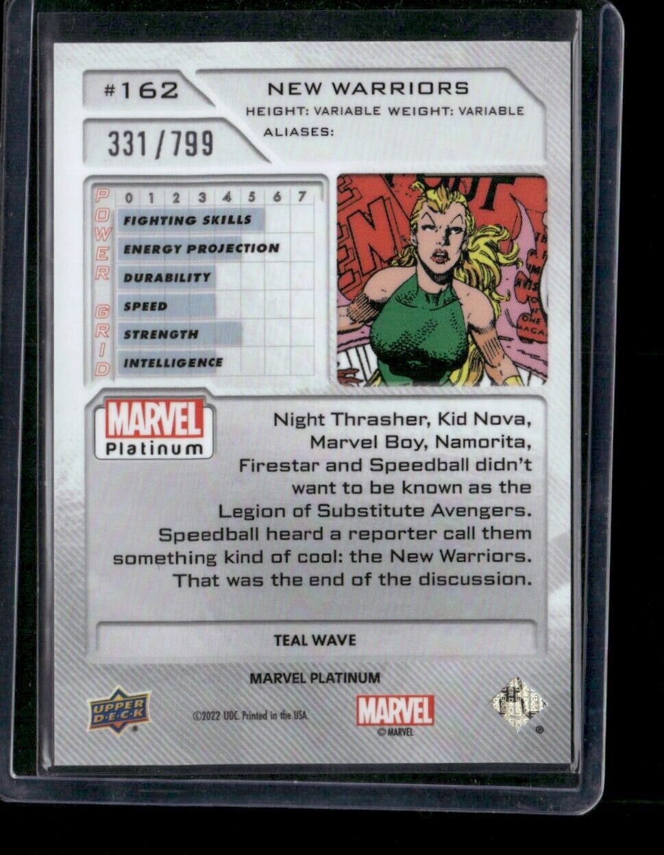 New Warriors #162 Teal Wave /799 Upper Deck 2023 Marvel Platinum