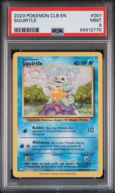 Squirtle Holo #001 PSA 9 CLB TCG Classic Collection 2023 Pokemon Card