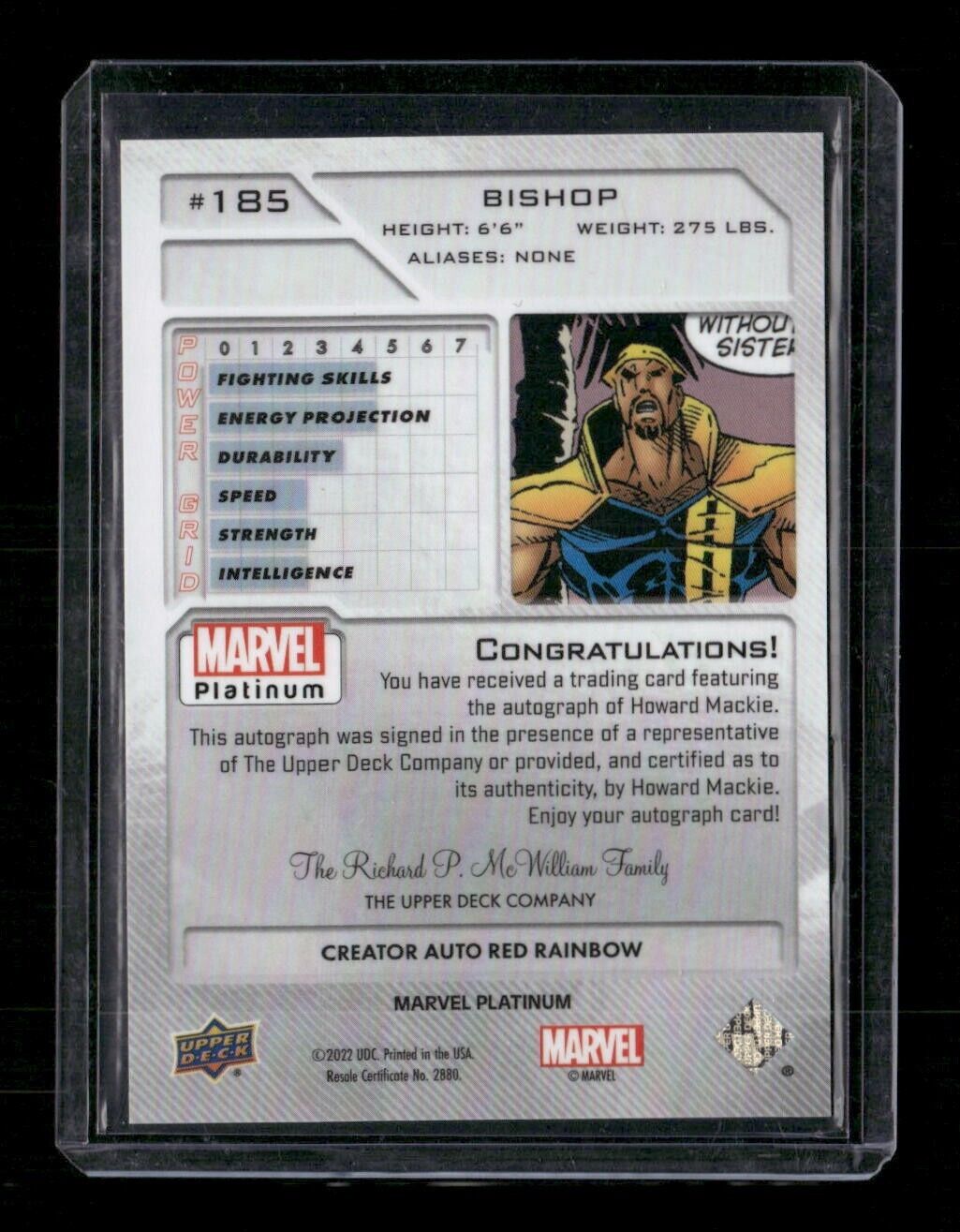 Bishop #185 Creator Auto Red Rainbow Upper Deck 2023 Marvel Platinum