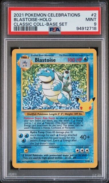 Blastoise Holo #2 PSA 9 Classic Collection 2021 Celebrations Pokemon Card